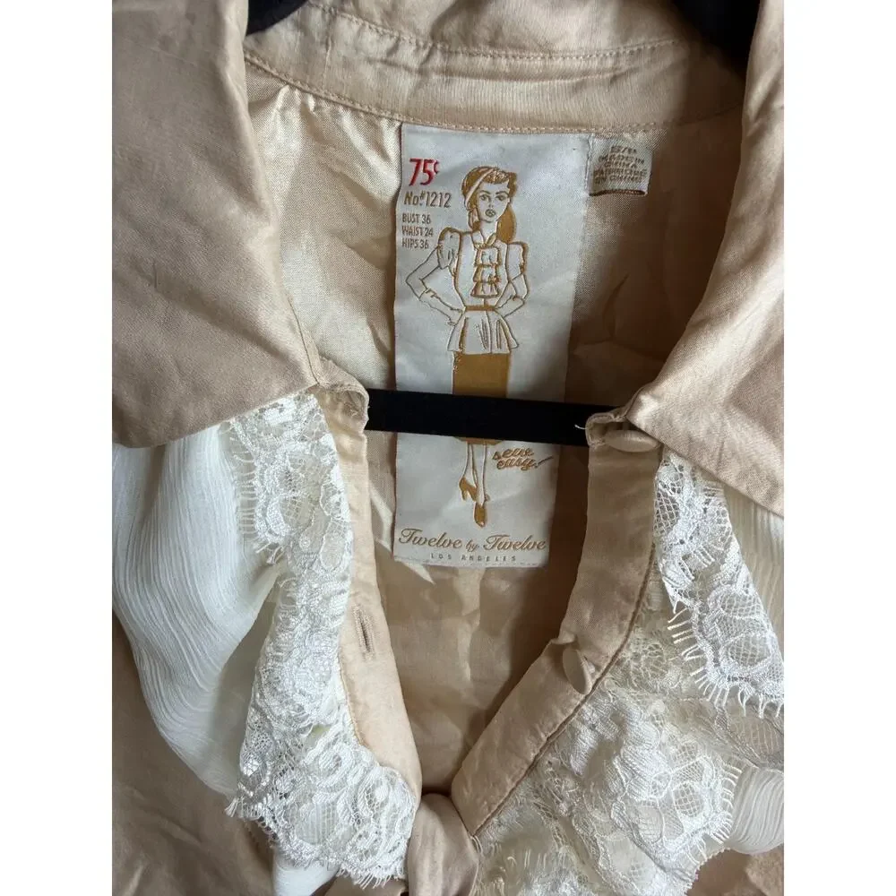 Twelve by Twelve Ruffle Lace Tunic Top Size S Sleeveless neck tie Mini Dress EUC